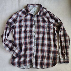 Lucky Brand Pearl Snap Plaid Lined Shirt